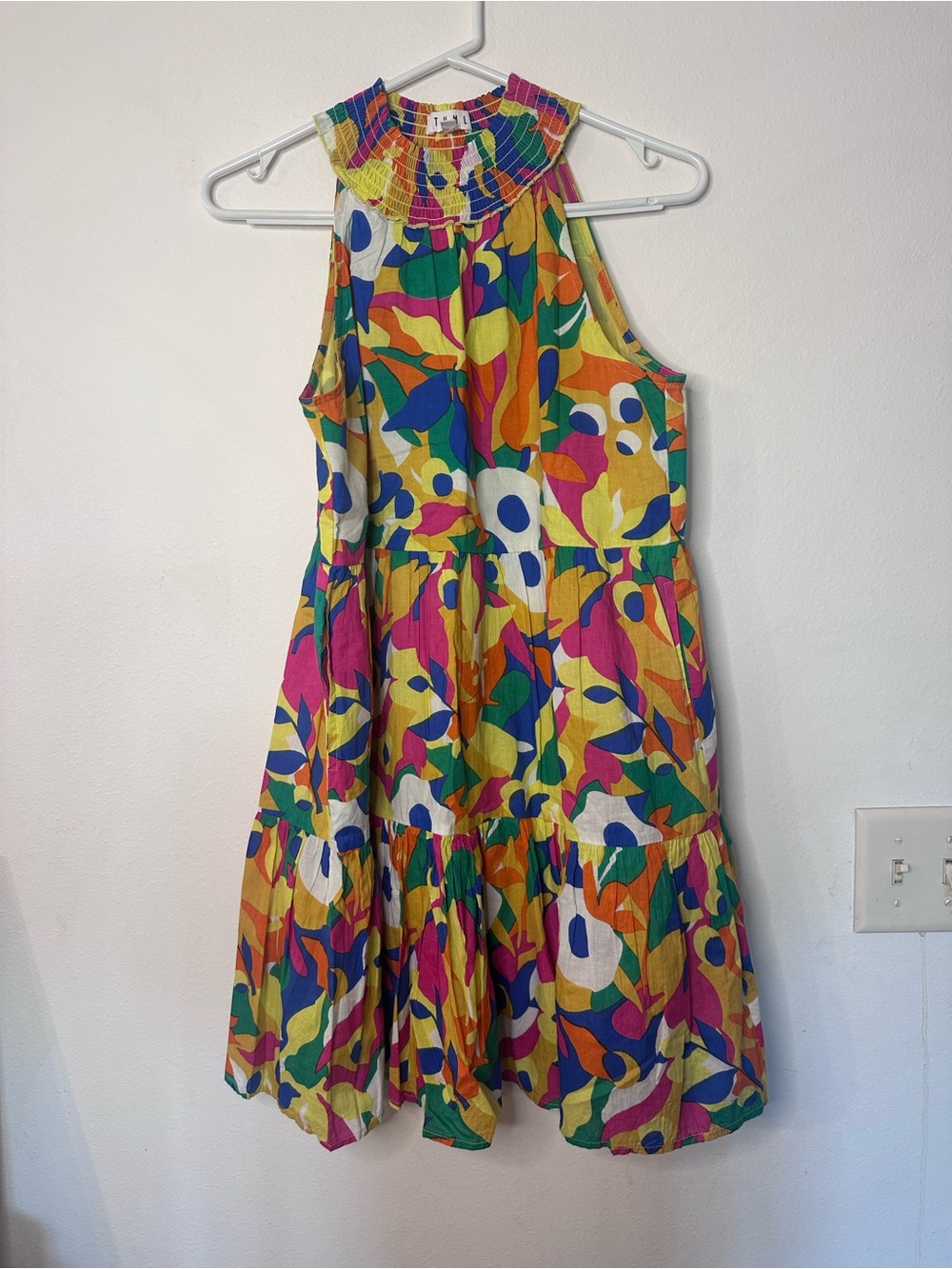 THML Multicolor Abstract Floral Midi Dress